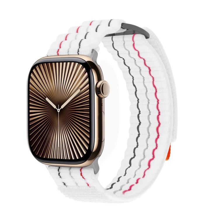 For Apple Watch 42mm / 41mm / 40mm / 38mm Kalebol  Dual-section Sports Nylon Loop Watch Band(White) - free shipping - PMC TechLife - Order now!