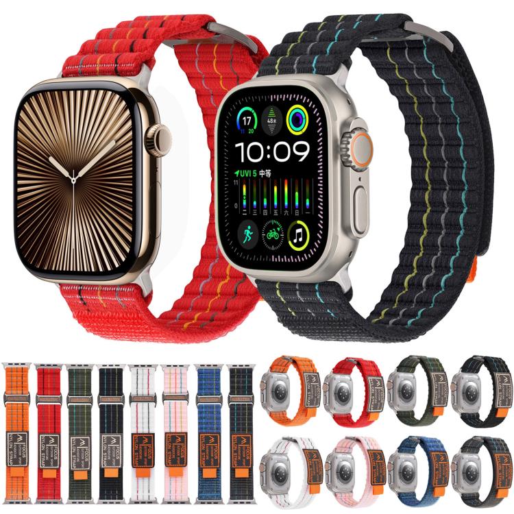 For Apple Watch 46mm / 49mm / 45mm / 44mm Kalebol  Dual-section Sports Nylon Loop Watch Band(Black) - Watch Bands by Kalebol | Online Shopping South Africa | PMC TechLife | Buy Now Pay Later Mobicred