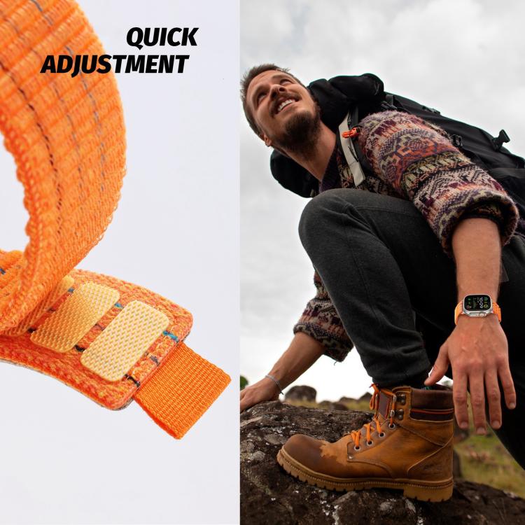For Apple Watch 46mm / 49mm / 45mm / 44mm Kalebol  Dual-section Sports Nylon Loop Watch Band(Orange) - Watch Bands by Kalebol | Online Shopping South Africa | PMC TechLife | Buy Now Pay Later Mobicred