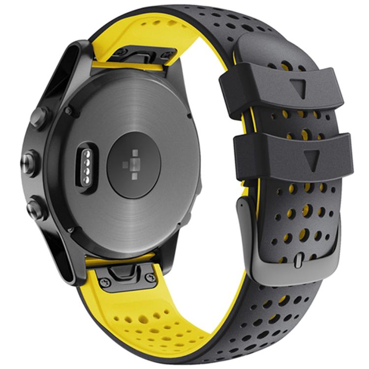 For Garmin QuickFit 26mm Kalebol Breathable Two-color Silicone Watch Band(Black Yellow) - free shipping - PMc TechLife - Order now!