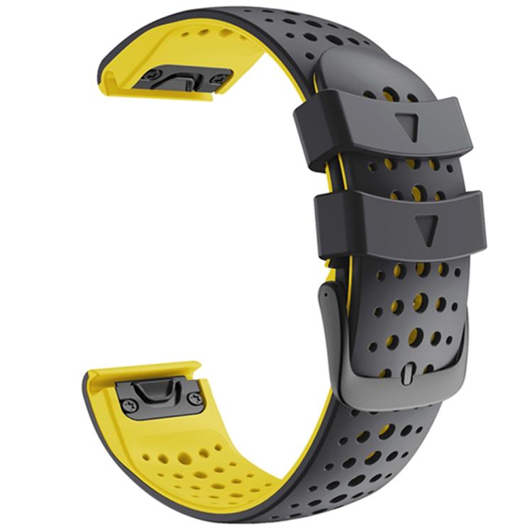 For Garmin QuickFit 26mm Kalebol Breathable Two-color Silicone Watch Band(Black Yellow) - free shipping - PMc TechLife - Order now!