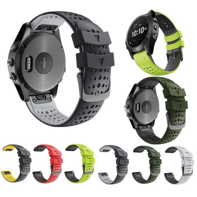 For Garmin QuickFit 26mm Kalebol Breathable Two-color Silicone Watch Band(Black Yellow) - free shipping - PMc TechLife - Order now!