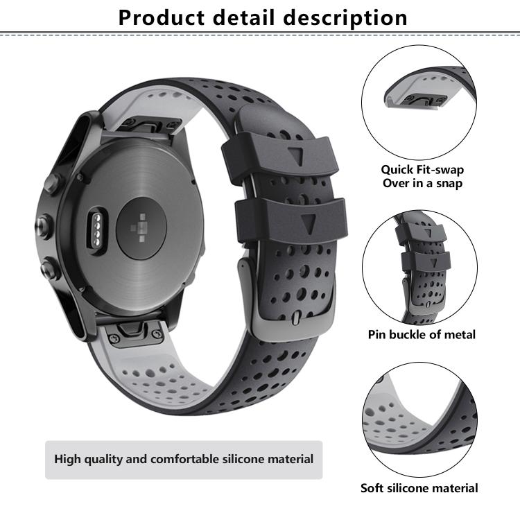 For Garmin QuickFit 26mm Kalebol Breathable Two-color Silicone Watch Band(Black Yellow) - free shipping - PMc TechLife - Order now!