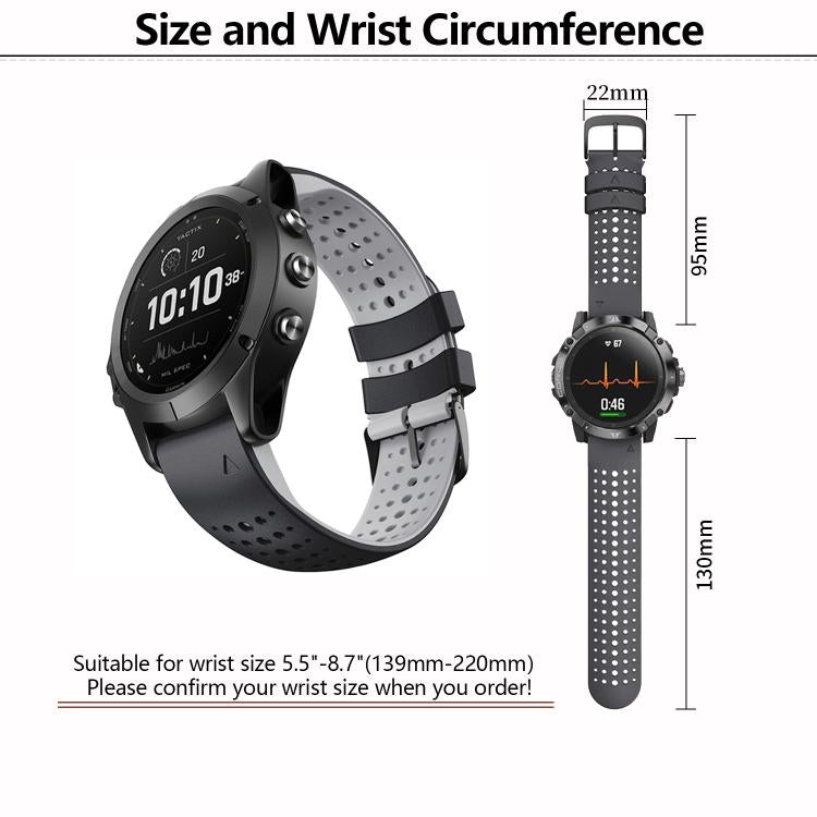 For Garmin QuickFit 26mm Kalebol Breathable Two-color Silicone Watch Band(Black Grey) - free shipping - PMc TechLife - Order now!