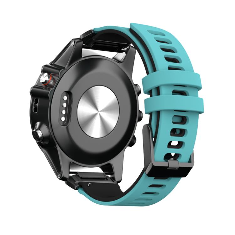 For Garmin QuickFit 22mm Kalebol Two-layer Silicone Watch Band(Teal Black) - free shipping - PMc TechLife - Order now!