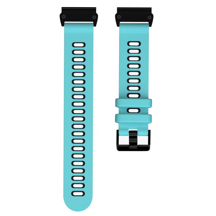 For Garmin QuickFit 22mm Kalebol Two-layer Silicone Watch Band(Teal Black) - free shipping - PMc TechLife - Order now!