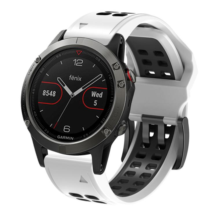 For Garmin QuickFit 22mm Kalebol Tow Row Holes Silicone Watch Band(White Black) - free shipping - PMc TechLife - Order now!