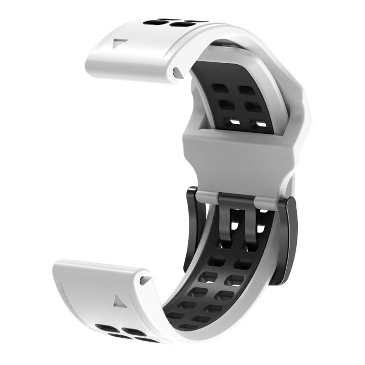 For Garmin QuickFit 22mm Kalebol Tow Row Holes Silicone Watch Band(White Black) - free shipping - PMc TechLife - Order now!