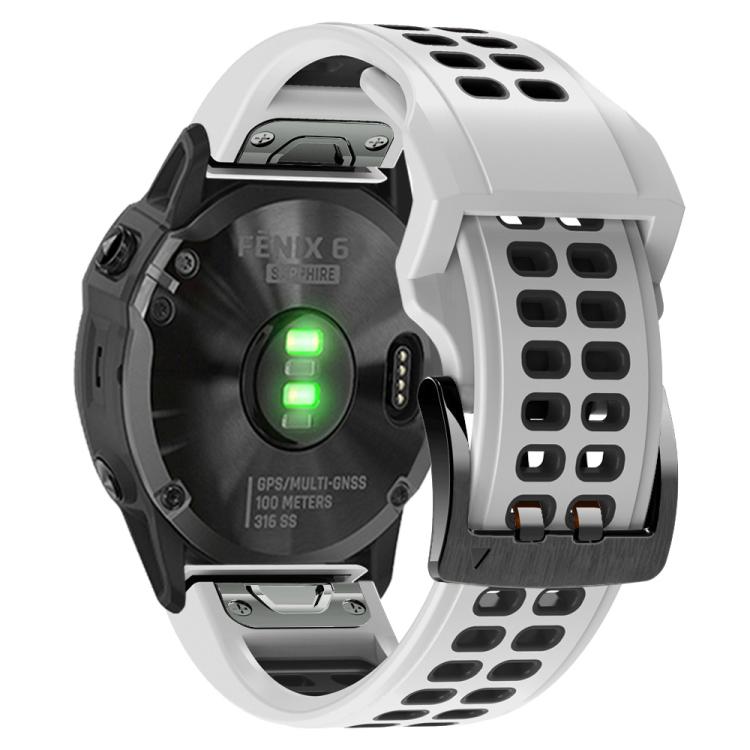 For Garmin QuickFit 26mm Kalebol Tow Row Holes Silicone Watch Band(White Black) - free shipping - PMc TechLife - Order now!