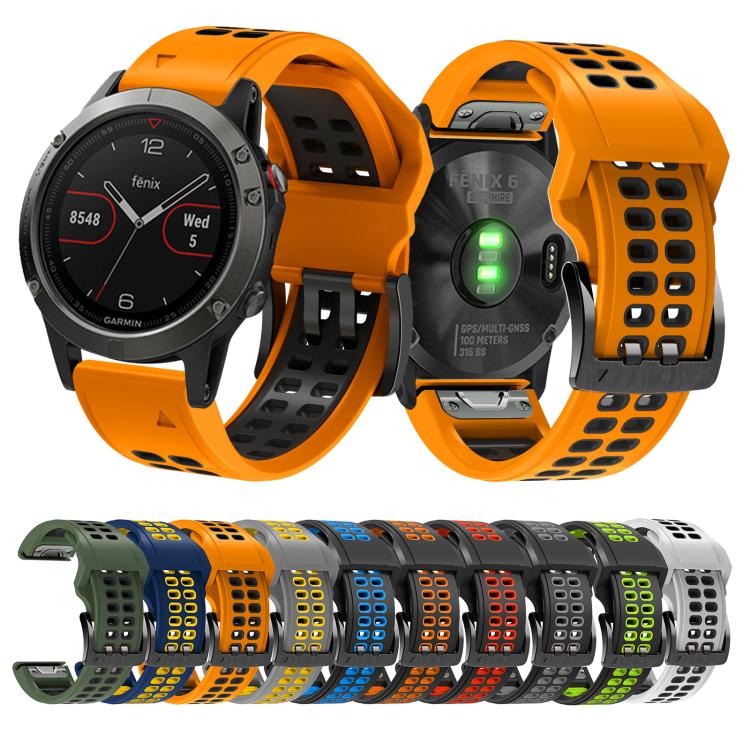 For Garmin QuickFit 26mm Kalebol Tow Row Holes Silicone Watch Band(White Black) - free shipping - PMc TechLife - Order now!