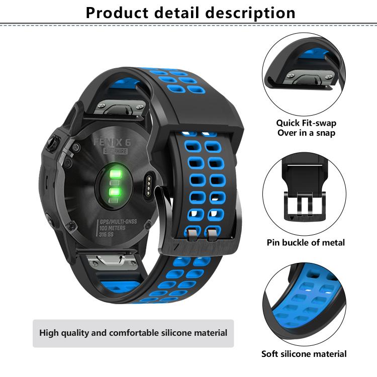 For Garmin QuickFit 26mm Kalebol Tow Row Holes Silicone Watch Band(White Black) - free shipping - PMc TechLife - Order now!
