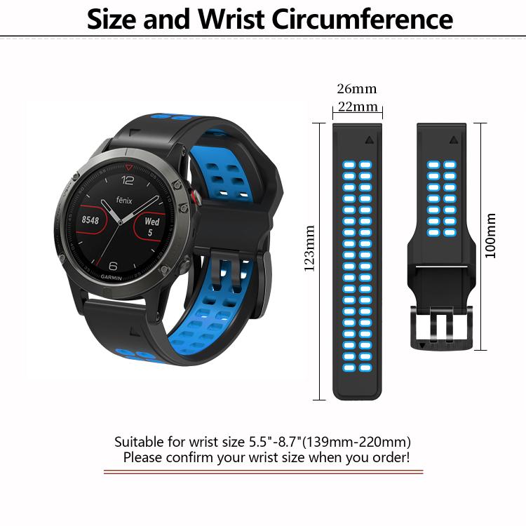 For Garmin QuickFit 22mm Kalebol Tow Row Holes Silicone Watch Band(White Black) - free shipping - PMc TechLife - Order now!