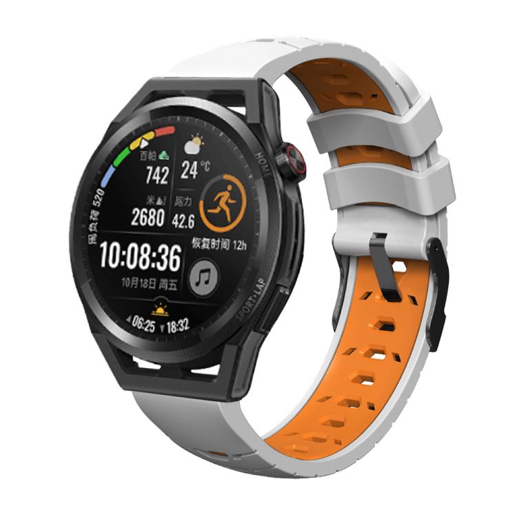 Kalebol 22mm Universal Three Row Holes Silicone Watch Band(White Orange) - 22mm Bands by Kalebol | Online Shopping South Africa | PMc TechLife | Buy Now Pay Later Mobicred
