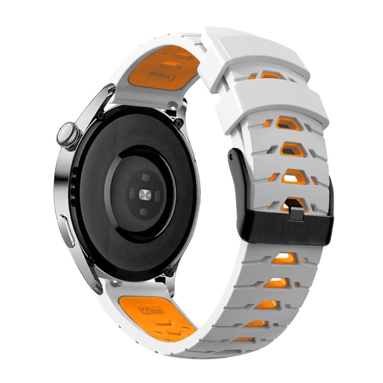 Kalebol 22mm Universal Three Row Holes Silicone Watch Band(White Orange) - 22mm Bands by Kalebol | Online Shopping South Africa | PMc TechLife | Buy Now Pay Later Mobicred