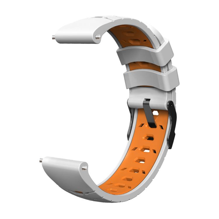 Kalebol 22mm Universal Three Row Holes Silicone Watch Band(White Orange) - 22mm Bands by Kalebol | Online Shopping South Africa | PMc TechLife | Buy Now Pay Later Mobicred