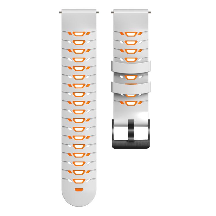 Kalebol 22mm Universal Three Row Holes Silicone Watch Band(White Orange) - 22mm Bands by Kalebol | Online Shopping South Africa | PMc TechLife | Buy Now Pay Later Mobicred
