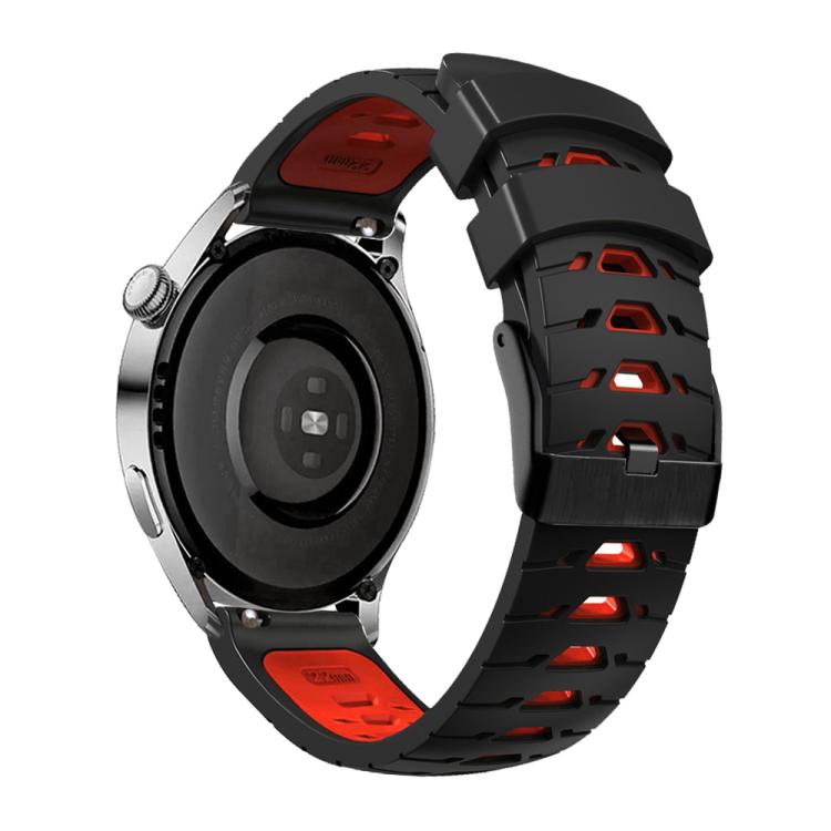 Kalebol 22mm Universal Three Row Holes Silicone Watch Band(Black Red) - free shipping - PMc TechLife - Order now!