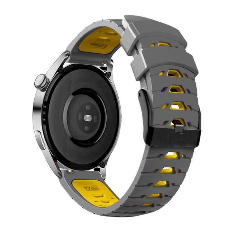 Kalebol 22mm Universal Three Row Holes Silicone Watch Band(Grey Yellow) - free shipping - PMc TechLife - Order now!