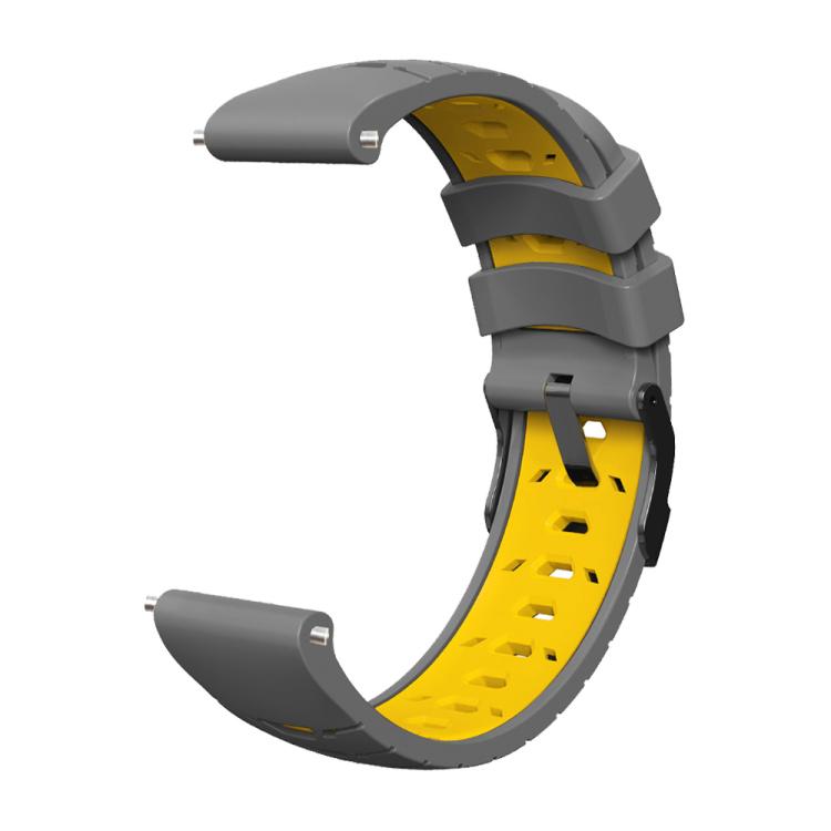 Kalebol 22mm Universal Three Row Holes Silicone Watch Band(Grey Yellow) - free shipping - PMc TechLife - Order now!