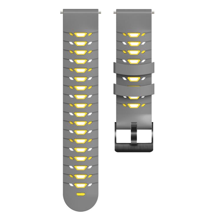 Kalebol 22mm Universal Three Row Holes Silicone Watch Band(Grey Yellow) - free shipping - PMc TechLife - Order now!