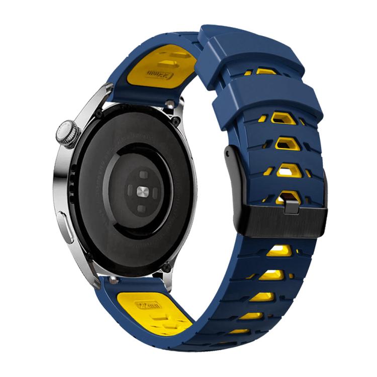 Kalebol 22mm Universal Three Row Holes Silicone Watch Band(Blue Yellow) - free shipping - PMc TechLife - Order now!