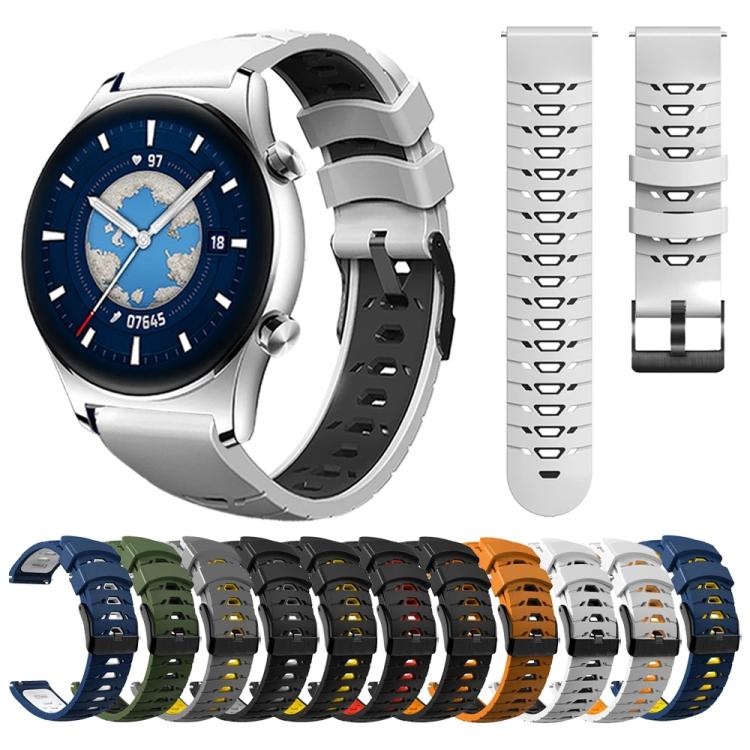 Kalebol 22mm Universal Three Row Holes Silicone Watch Band(White Orange) - 22mm Bands by Kalebol | Online Shopping South Africa | PMc TechLife | Buy Now Pay Later Mobicred