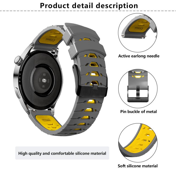 Kalebol 22mm Universal Three Row Holes Silicone Watch Band(Black Red) - free shipping - PMc TechLife - Order now!