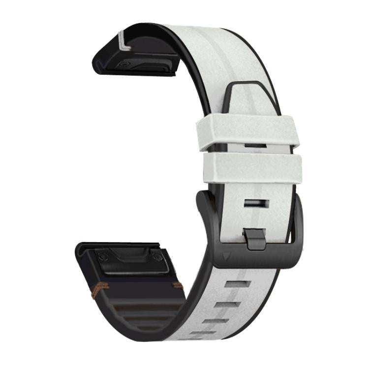 For Garmin QuickFit 22mm Kalebol Quick Release Silicone Leather Watch Band(Light Grey) - free shipping - PMc TechLife - Order now!