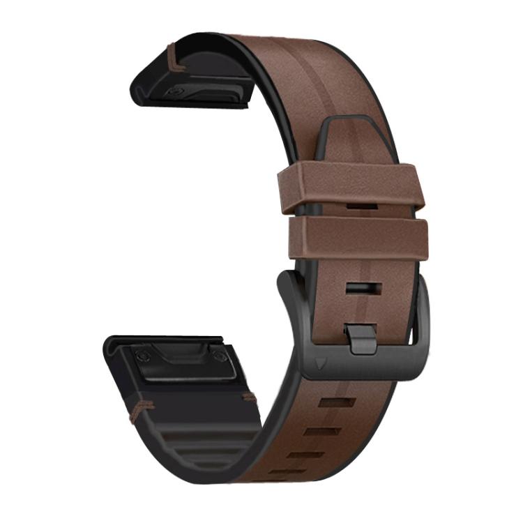 For Garmin QuickFit 26mm Kalebol Quick Release Silicone Leather Watch Band(Coffee) - free shipping - PMc TechLife - Order now!