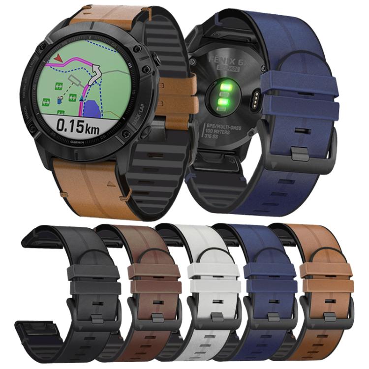 For Garmin QuickFit 22mm Kalebol Quick Release Silicone Leather Watch Band(Coffee) - free shipping - PMc TechLife - Order now!
