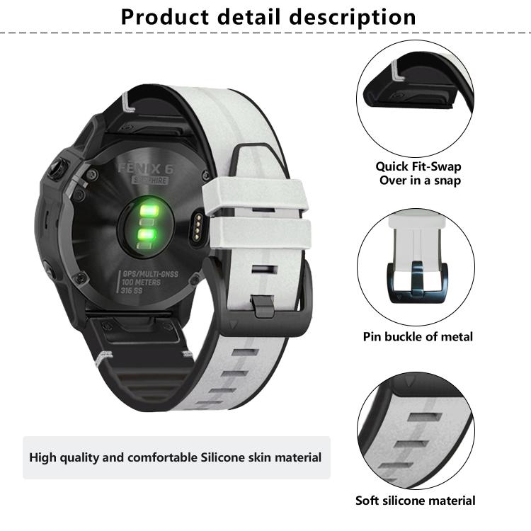 For Garmin QuickFit 22mm Kalebol Quick Release Silicone Leather Watch Band(Light Grey) - free shipping - PMc TechLife - Order now!