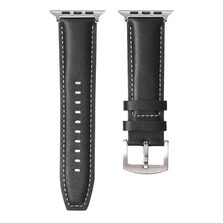 For Apple Watch 46mm / 49mm / 45mm / 44mm Kalebol Plain Genuine Leather Watch Band(Black) - free shipping - PMc TechLife - Order now!