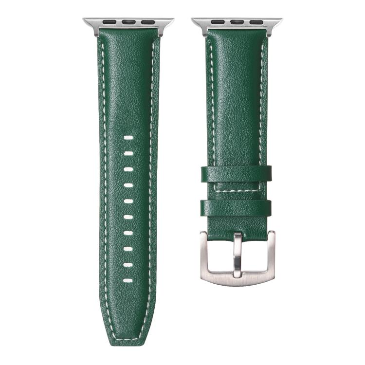 For Apple Watch 46mm / 49mm / 45mm / 44mm Kalebol Plain Genuine Leather Watch Band(Green) - free shipping - PMc TechLife - Order now!