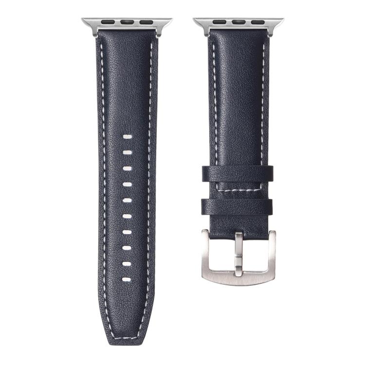 For Apple Watch 46mm / 49mm / 45mm / 44mm Kalebol Plain Genuine Leather Watch Band(Dark Blue) - free shipping - PMc TechLife - Order now!