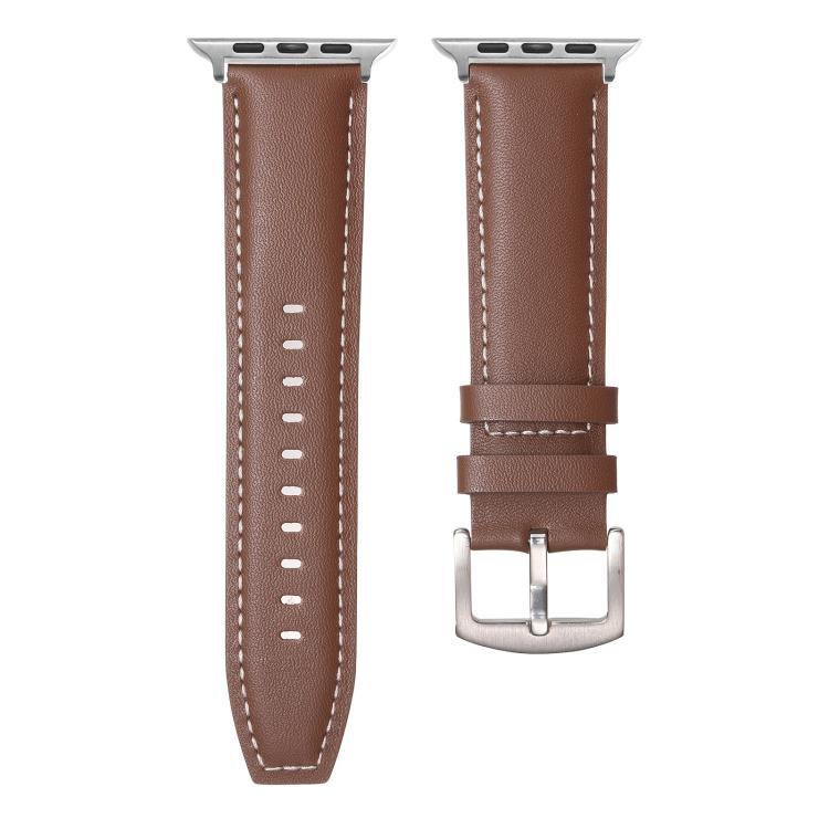 For Apple Watch 46mm / 49mm / 45mm / 44mm Kalebol Plain Genuine Leather Watch Band(Dark Brown) - free shipping - PMc TechLife - Order now!
