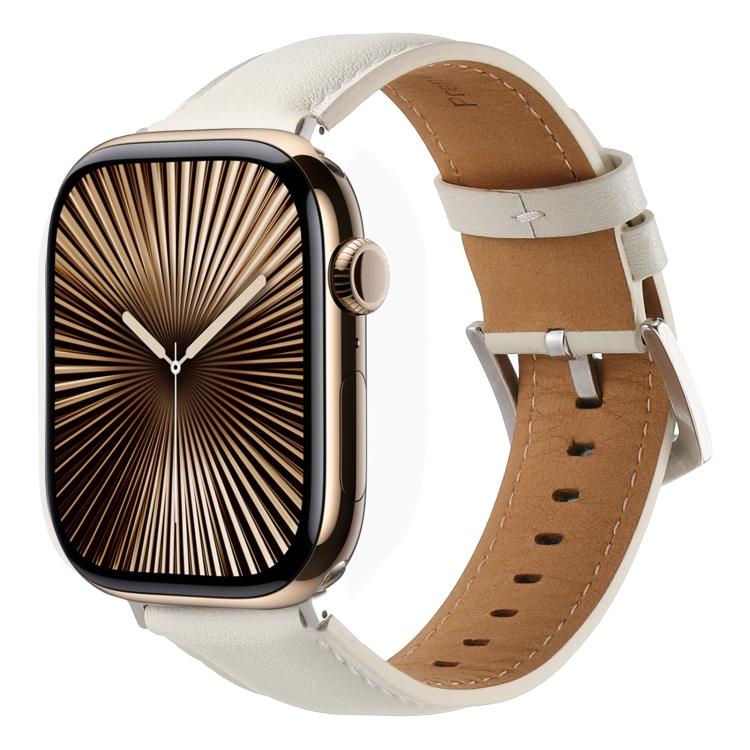 For Apple Watch 42mm / 41mm / 40mm / 38mm Kalebol Plain Genuine Leather Watch Band(White) - free shipping - PMc TechLife - Order now!