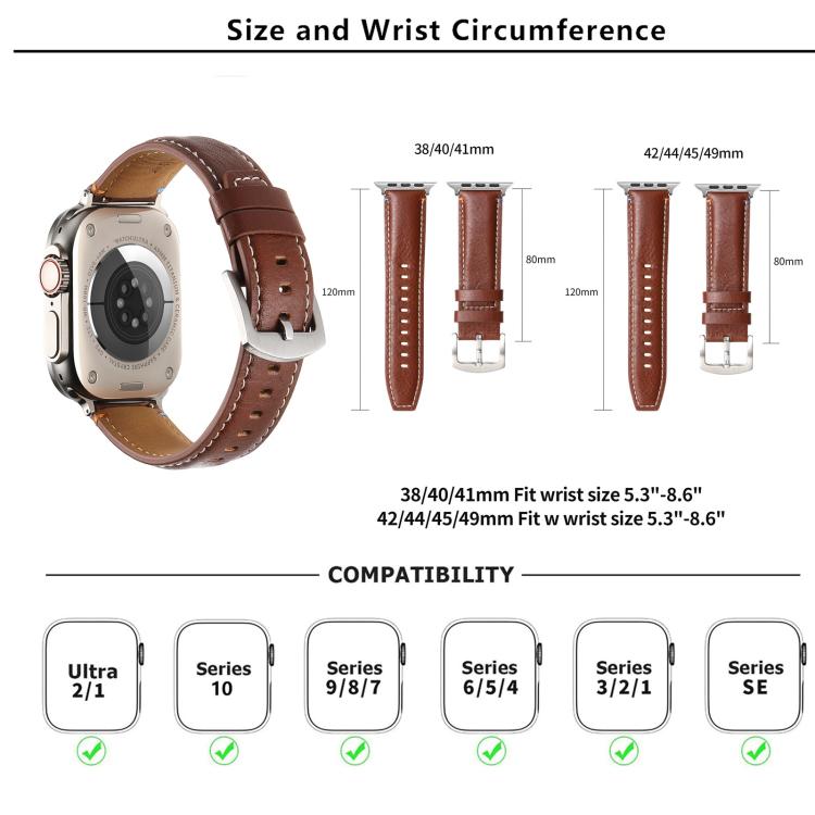 For Apple Watch 42mm / 41mm / 40mm / 38mm Kalebol Plain Genuine Leather Watch Band(Dark Blue) - free shipping - PMc TechLife - Order now!