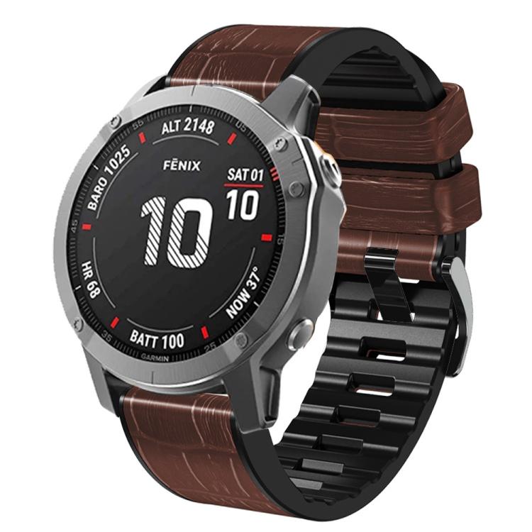 For Garmin QuickFit 26mm Kalebol Crocodile Texture Silicone Leather Watch Band(Coffee) - free shipping - PMc TechLife - Order now!