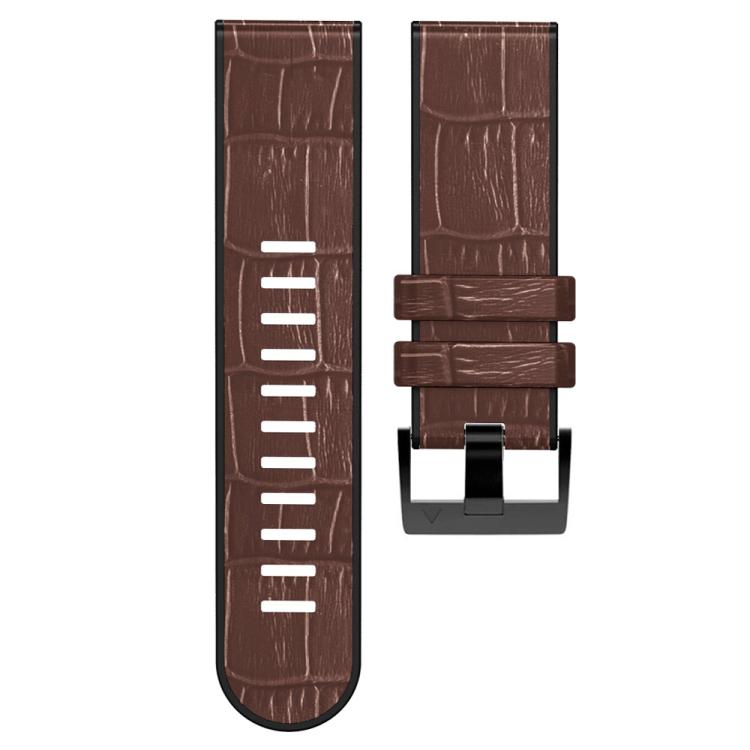 For Garmin QuickFit 26mm Kalebol Crocodile Texture Silicone Leather Watch Band(Coffee) - free shipping - PMc TechLife - Order now!