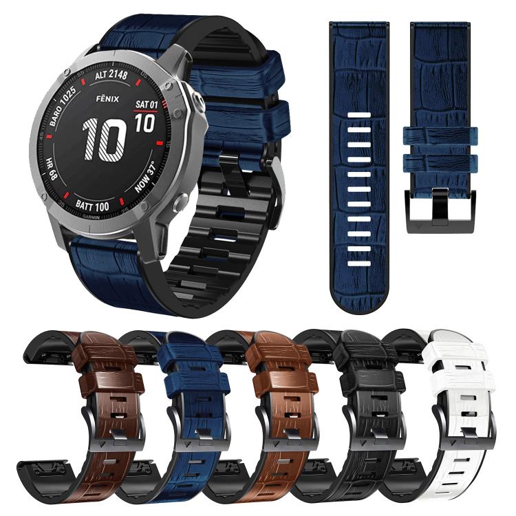 For Garmin QuickFit 22mm Kalebol Crocodile Texture Silicone Leather Watch Band(Black) - Watch Bands by Kalebol | Online Shopping South Africa | PMc TechLife | Buy Now Pay Later Mobicred