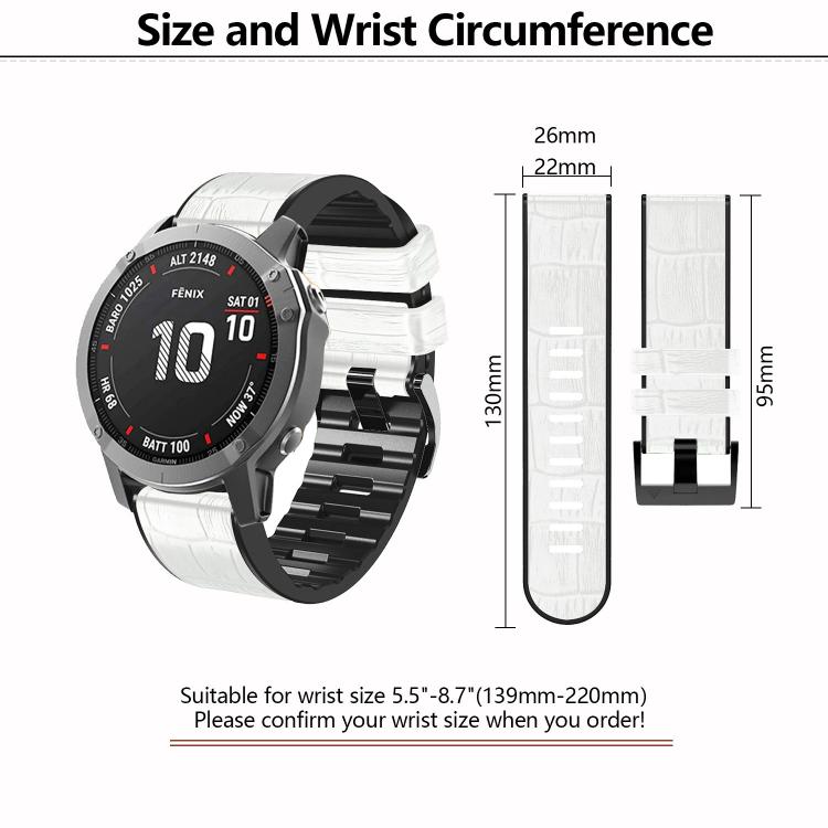 For Garmin QuickFit 22mm Kalebol Crocodile Texture Silicone Leather Watch Band(Black) - Watch Bands by Kalebol | Online Shopping South Africa | PMc TechLife | Buy Now Pay Later Mobicred