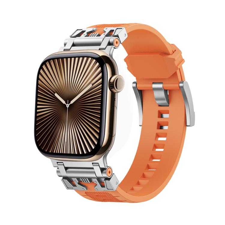 For Apple Watch 42mm / 41mm / 40mm / 38mm Kalebol Armor TPU Watch Band(Silver Orange) - free shipping - PMc TechLife - Order now!