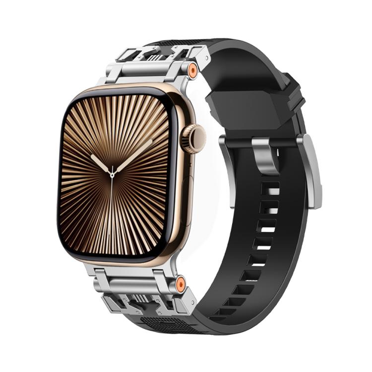 For Apple Watch 42mm / 41mm / 40mm / 38mm Kalebol Armor TPU Watch Band(Silver Black) - free shipping - PMc TechLife - Order now!