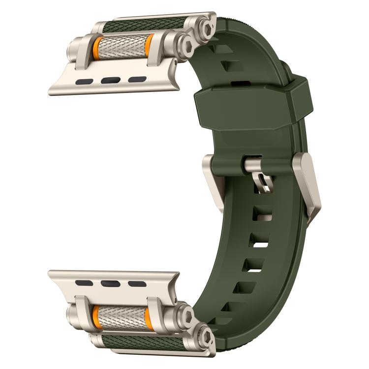 For Apple Watch 46mm / 49mm / 45mm / 44mm Armor Gear Silicone Watch Band(Titanium Green) - free shipping - PMc TechLife - Order now!