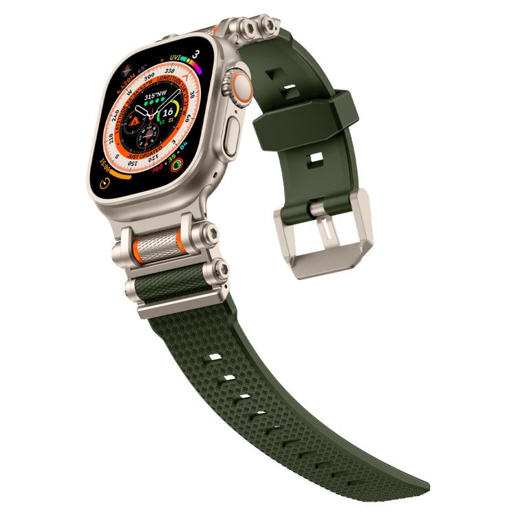 For Apple Watch 46mm / 49mm / 45mm / 44mm Armor Gear Silicone Watch Band(Titanium Green) - free shipping - PMc TechLife - Order now!