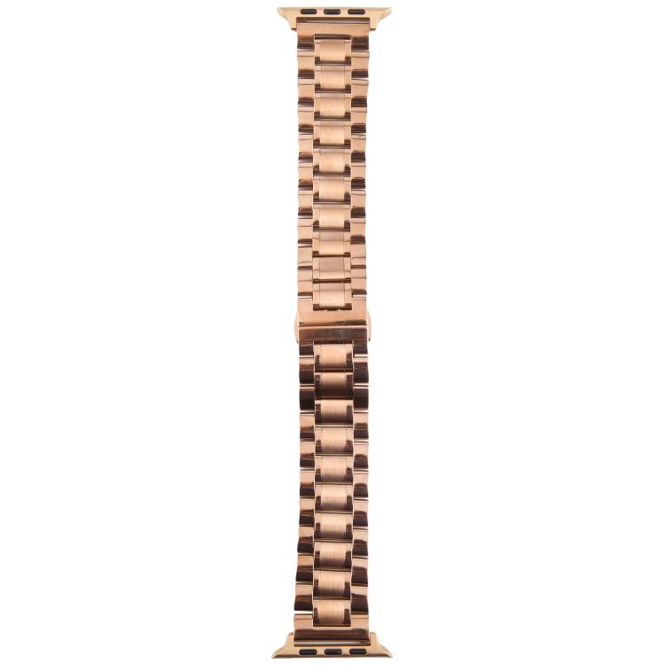 For Apple Watch 46mm / 49mm / 45mm / 44mm Butterfly Buckle New Five Beads Stainless Steel Watch Band(Rose Gold) - free shipping - PMc TechLife - Order now!