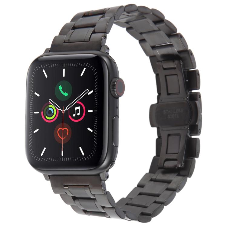 For Apple Watch 42mm / 41mm / 40mm / 38mm Butterfly Buckle New Five Beads Stainless Steel Watch Band(Black) - free shipping - PMc TechLife - Order now!