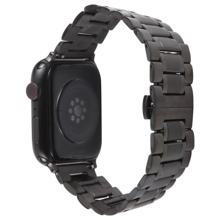 For Apple Watch 42mm / 41mm / 40mm / 38mm Butterfly Buckle New Five Beads Stainless Steel Watch Band(Black) - free shipping - PMc TechLife - Order now!