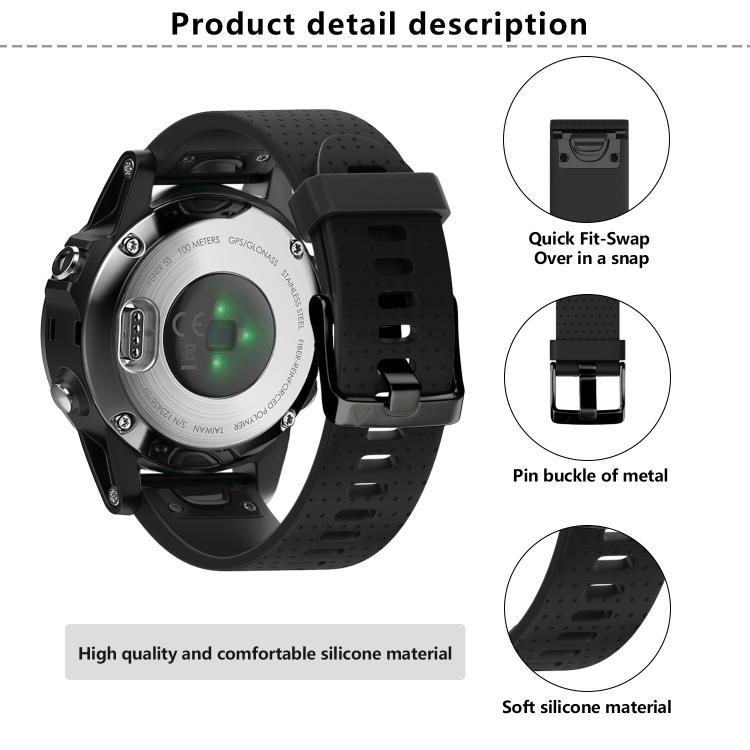 For Garmin QuickFit 20mm Kalebol Dot Texture Silicone Watch Band(Black) - free shipping - PMc TechLife - Order now!