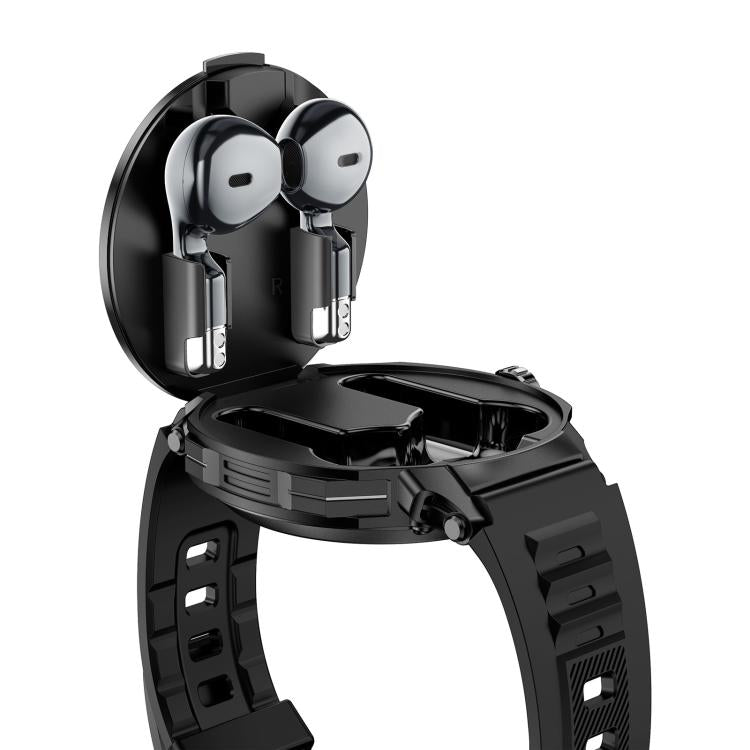 D11 1.46 inch 2 in 1 Bluetooth Earphone Smart Watch, Support Bluetooth Call / NFC / Heart Rate(Black) - free shipping - PMC TechLife - Order now!